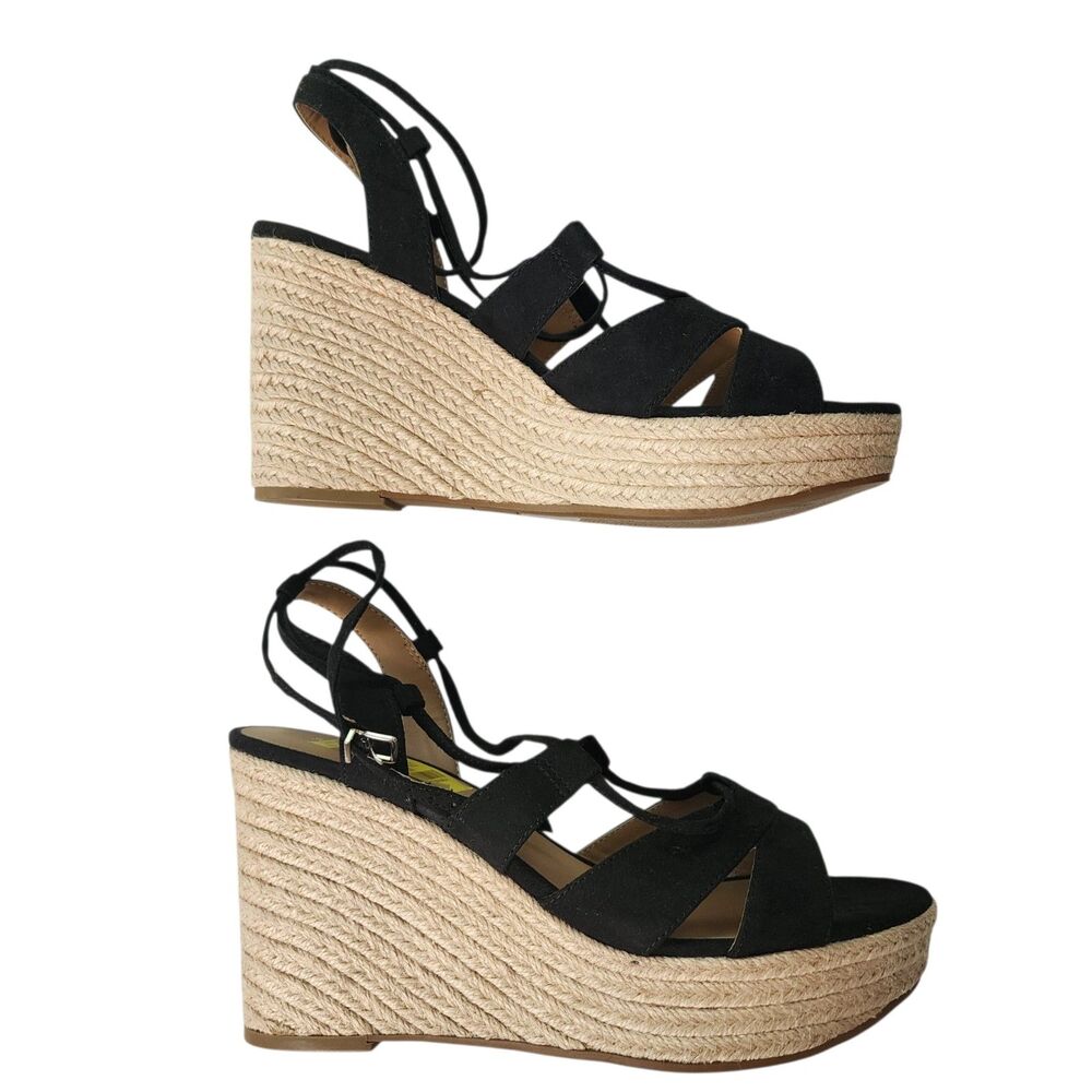 Sun + Stone Black Tiinsley Strappy Espadrille Platform Wedge Sandal 10 NWT - Picture 2 of 7